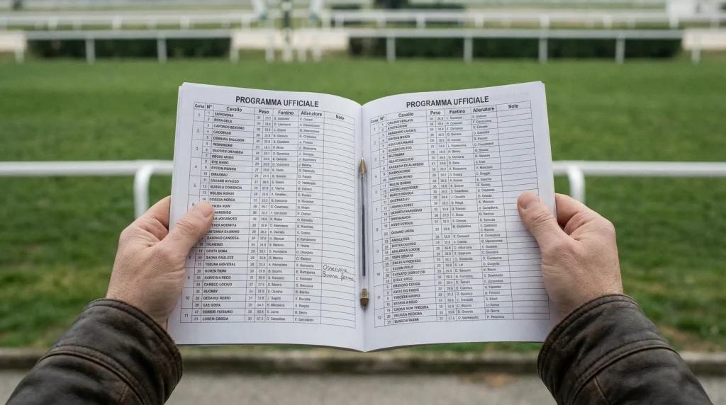 Programma ufficiale delle corse ippiche con elenco partenti e dettagli
